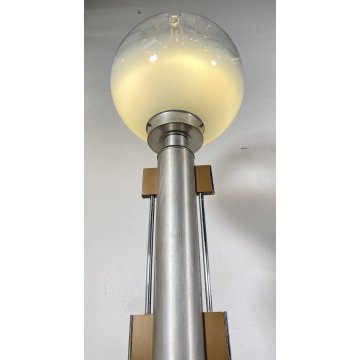 LAMPADA DA TERRA PIANTANA FLOOR LAMP ATTR. TONI ZUCCHERI ACCIAIO VETRO ANNI 70