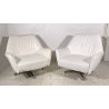 COPPIA POLTRONA DESIGN FRATELLI SAPORITI PELLE BIANCA ANNI 60 ARMCHAIR METALLO