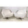 COPPIA POLTRONA DESIGN FRATELLI SAPORITI PELLE BIANCA ANNI 60 ARMCHAIR METALLO