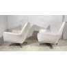 COPPIA POLTRONA DESIGN FRATELLI SAPORITI PELLE BIANCA ANNI 60 ARMCHAIR METALLO