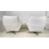 COPPIA POLTRONA DESIGN FRATELLI SAPORITI PELLE BIANCA ANNI 60 ARMCHAIR METALLO