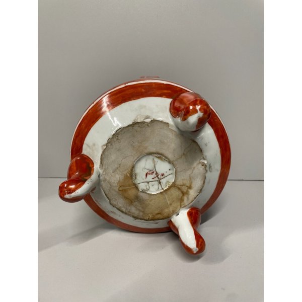 Piccolo Vaso In Terracotta Smalto Crackle, Rosso E Bianco, Stile Vintage Per Piante E Erbe, 13x14 Cm