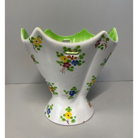 VASO VINTAGE CERAMICA Rometti Italy SMALTO COLAGGIO COLORI BOUQUET FIORI '40/'50