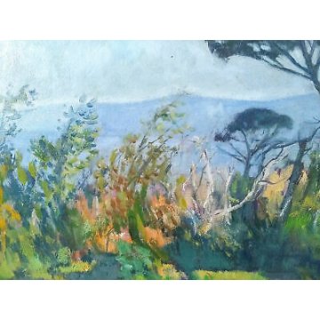 QUADRO ALFREDO D'ANGELO PINI AL CICERO SICILIA DIPINTO OLIO TELA MILANO 1982