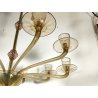 ANTICO LAMPADARIO VETRO MURANO ATTR. Zecchin 10 BRACCI TRASPARENTE CHAMPAGNE '20