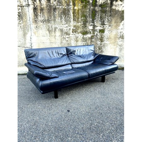 DIVANO VINTAGE "Alanda" DESIGN Paolo Piva per B&B ITALIA PELLE NERO ANNI '80