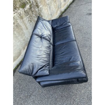 DIVANO VINTAGE "Alanda" DESIGN Paolo Piva per B&B ITALIA PELLE NERO ANNI '80