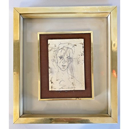 INCISIONE su LASTRA ARGENTO 27/300 Ernesto Treccani RITRATTO VOLTO "Chicca" 1975