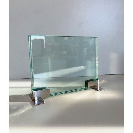 PORTAFOTO CRISTALLO ACCIAIO Fontana Arte DOUBLE SIDED GLASS FRAME DESIGN '70s