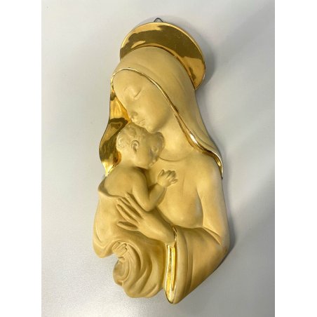 SCULTURA BASSORILIEVO CERAMICA Zaccagnini MADONNA GESU' BAMBINO MARIA NATIVITA'