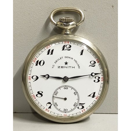 ANTICO OROLOGIO TASCA Zenith T.C. Devlet Demir Yollari RAILROAD OLD POCKET WATCH