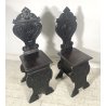 ANTICA COPPIA SEDIA SGABELLI TRONO OLD CHAIR LEGNO FAGGIO RINASCIMENTO epoca 900