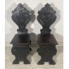ANTICA COPPIA SEDIA SGABELLI TRONO OLD CHAIR LEGNO FAGGIO RINASCIMENTO epoca 900