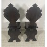ANTICA COPPIA SEDIA SGABELLI TRONO OLD CHAIR LEGNO FAGGIO RINASCIMENTO epoca 900