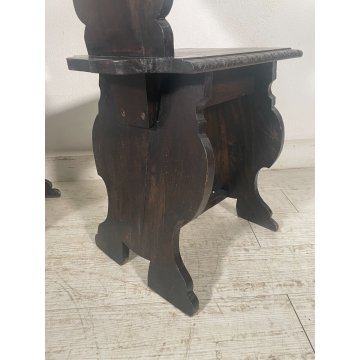 ANTICA COPPIA SEDIA SGABELLI TRONO OLD CHAIR LEGNO FAGGIO RINASCIMENTO epoca 900