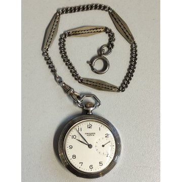 ANTICO OROLOGIO TASCA ARGENTO Philippe Watch + catena OLD SILVER POCKET WATCH