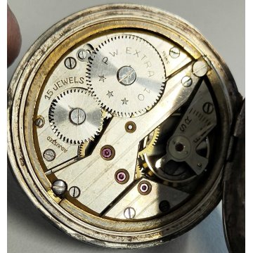 ANTICO OROLOGIO TASCA ARGENTO Philippe Watch + catena OLD SILVER POCKET WATCH
