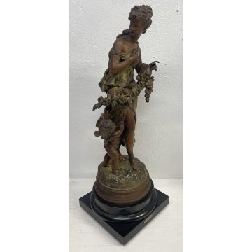 ANTICA SCULTURA FLORE ANTIMONIO STATUA PUTTO FIGURA DAMA LIBERTY FINE '800 old