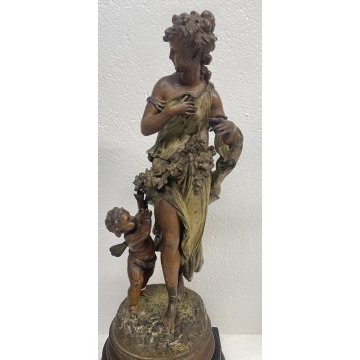 ANTICA SCULTURA FLORE ANTIMONIO STATUA PUTTO FIGURA DAMA LIBERTY FINE '800 old