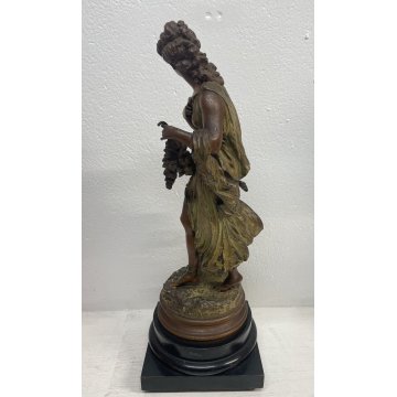 ANTICA SCULTURA FLORE ANTIMONIO STATUA PUTTO FIGURA DAMA LIBERTY FINE '800 old