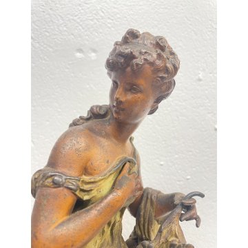 ANTICA SCULTURA FLORE ANTIMONIO STATUA PUTTO FIGURA DAMA LIBERTY FINE '800 old