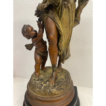 ANTICA SCULTURA FLORE ANTIMONIO STATUA PUTTO FIGURA DAMA LIBERTY FINE '800 old