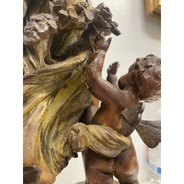 ANTICA SCULTURA FLORE ANTIMONIO STATUA PUTTO FIGURA DAMA LIBERTY FINE '800 old