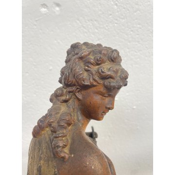 ANTICA SCULTURA FLORE ANTIMONIO STATUA PUTTO FIGURA DAMA LIBERTY FINE '800 old