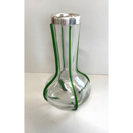 ANTICO VASO VETRO COSTOLATO ARGENTO 800 DI WILHELM BINDER GLASS SILVER VASE '800
