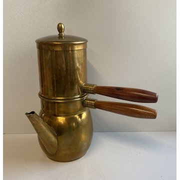 RARA CAFFETTIERA NAPOLETANA VINTAGE 5 TAZZE OTTONE CAFFE MOCALEGNO EPOCA 60's
