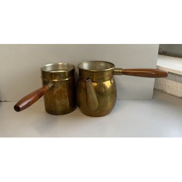 RARA CAFFETTIERA NAPOLETANA VINTAGE 5 TAZZE OTTONE CAFFE MOCALEGNO EPOCA 60's
