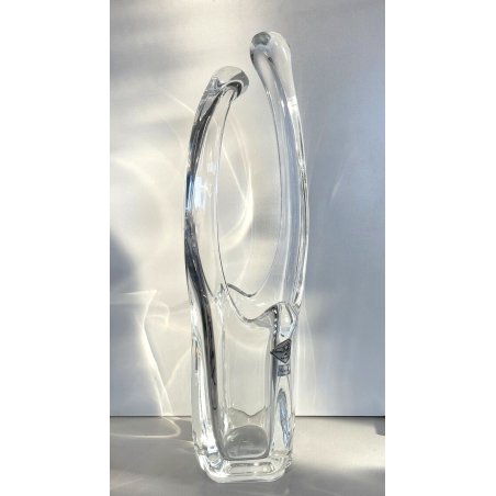 VASO VINTAGE CRISTALLO Vannes Le Chatel CRISTALLERIE VASE FLOWER 64 cm/h ANNI 70