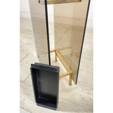 PORTAOMBRELLI DESIGN FONTANA ARTE ANNI 50 VETRO FUME' OTTONE UMBRELLA STAND 1950