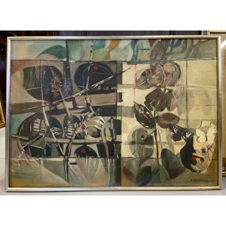 QUADRO DIPINTO OLIO TELA Josuè Biancini ARTE ASTRATTA MODERNA CONTEMPORANEA '900