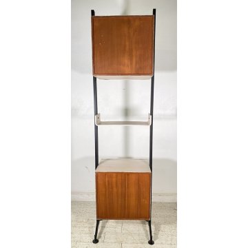 LIBRERIA TERRA DESIGN ANNI 70 LEGNO FERRO LIBRARY VINTAGE SCAFFALE CREDENZA 1970