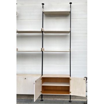 LIBRERIA TERRA CIELO DESIGN ANNI 70 LEGNO OTTONE FERRO LIBRARY VINTAGE SCAFFALE