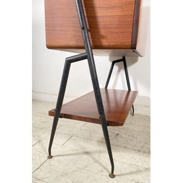 MOBILE BAR DESIGN SILVIO CAVATORTA ANNI 50 VINTAGE SOGGIORNO LEGNO TEAK OTTONE