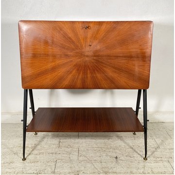 MOBILE BAR DESIGN SILVIO CAVATORTA ANNI 50 VINTAGE SOGGIORNO LEGNO TEAK OTTONE