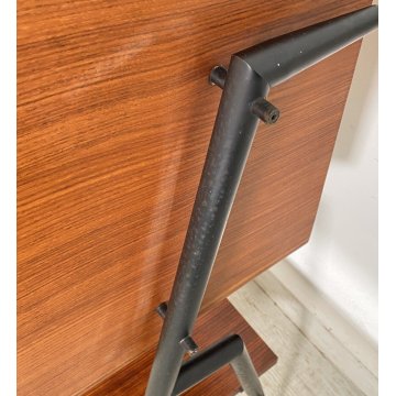 MOBILE BAR DESIGN SILVIO CAVATORTA ANNI 50 VINTAGE SOGGIORNO LEGNO TEAK OTTONE