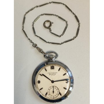 ANTICO OROLOGIO TASCA Chronometre HELVETIA Extra + catena OLD POCKET WATCH epoca