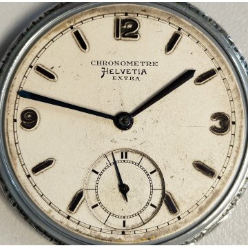 ANTICO OROLOGIO TASCA Chronometre HELVETIA Extra + catena OLD POCKET WATCH epoca