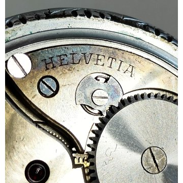 ANTICO OROLOGIO TASCA Chronometre HELVETIA Extra + catena OLD POCKET WATCH epoca