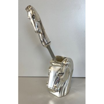 SET SCRIVANIA LUSSO CAVALLO PIERRE CARDIN LAMINATO ARGENTO SILVER HORSE DESIGN