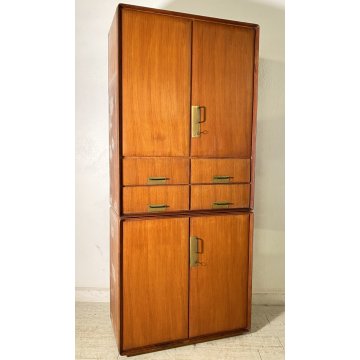 ARMADIO DESIGN SILVIO CAVATORTA ANNI 50 VINTAGE SOGGIORNO LEGNO TEAK OTTONE