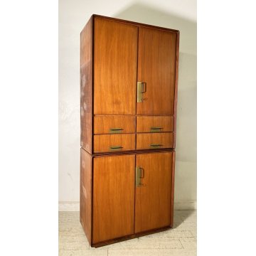 ARMADIO DESIGN SILVIO CAVATORTA ANNI 50 VINTAGE SOGGIORNO LEGNO TEAK OTTONE