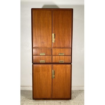 ARMADIO DESIGN SILVIO CAVATORTA ANNI 50 VINTAGE SOGGIORNO LEGNO TEAK OTTONE