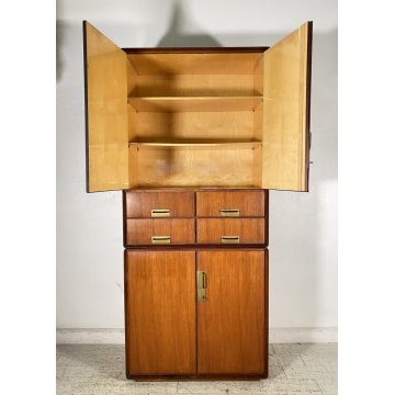 ARMADIO DESIGN SILVIO CAVATORTA ANNI 50 VINTAGE SOGGIORNO LEGNO TEAK OTTONE