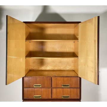 ARMADIO DESIGN SILVIO CAVATORTA ANNI 50 VINTAGE SOGGIORNO LEGNO TEAK OTTONE