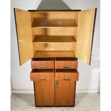 ARMADIO DESIGN SILVIO CAVATORTA ANNI 50 VINTAGE SOGGIORNO LEGNO TEAK OTTONE