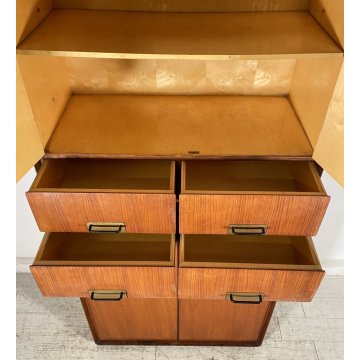 ARMADIO DESIGN SILVIO CAVATORTA ANNI 50 VINTAGE SOGGIORNO LEGNO TEAK OTTONE